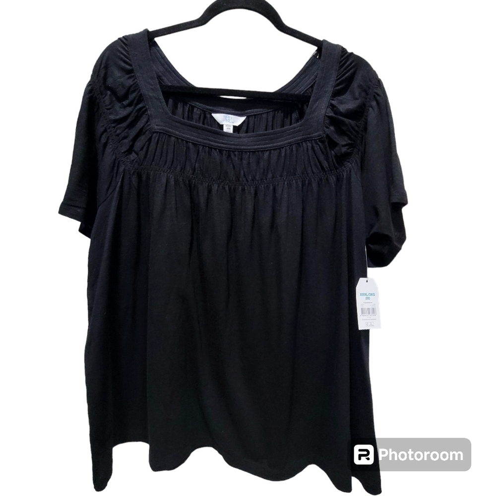 NWT XXXL Black Cotton Blend Tunic Wardrobe Casual Boho Comfy